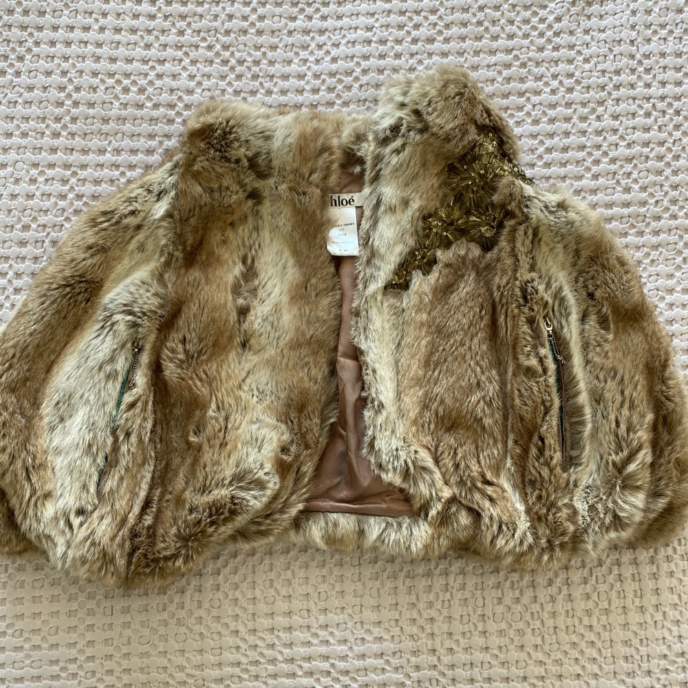 Chloe Stella McCartney Embellished Faux Fur Shrug